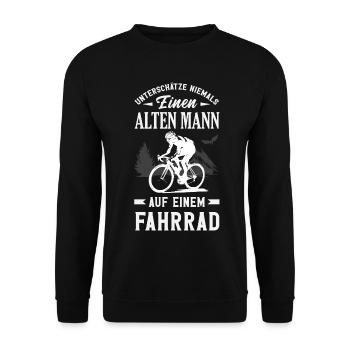 Alter Mann Rennrad Radsport Opa Lustiger Spruch - Unisex Pullover - Schwarz - Vorne - Alina (178cm) & Michal (187cm)