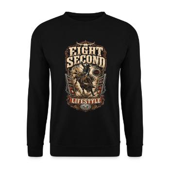 Rodeo Amerikanisch Eight Second Lifestyle - Unisex Pullover - Schwarz - Vorne - Alina (178cm) & Michal (187cm)