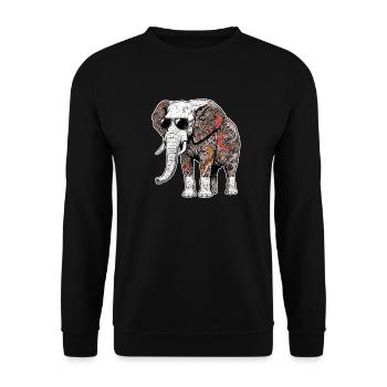 Tatouages traditionnels japonais d’éléphants - Sweat-shirt Unisexe - noir - Devant - Alina (178cm) & Michal (187cm)