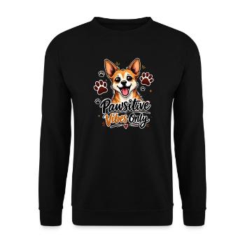Nur Pawsitive Vibes - Unisex Pullover - Schwarz - Vorne - Alina (178cm) & Michal (187cm)