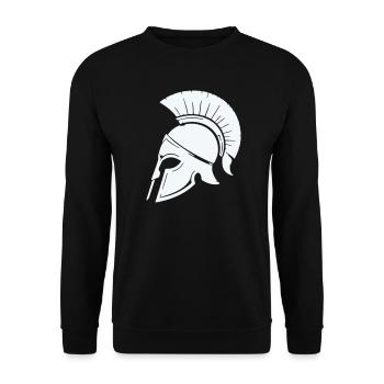 Spartanischer Helmschutz Grafik Blau - Unisex Pullover - Schwarz - Vorne - Alina (178cm) & Michal (187cm)