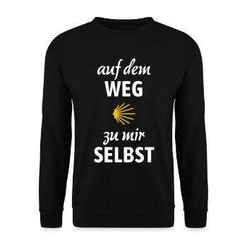 Auf dem Weg zu mir selbst | Jakobsweg, Pilger - Unisex Pullover - Schwarz - Vorne - Alina (178cm) & Michal (187cm)