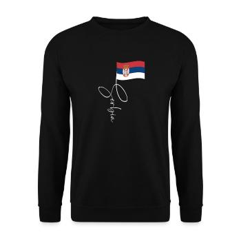 Serbia Flag Manuscript - Unisex Sweatshirt - black - Front - Alina (178cm) & Michal (187cm)