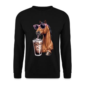 Horse Bubble Tea - Unisex Sweatshirt - black - Front - Alina (178cm) & Michal (187cm)