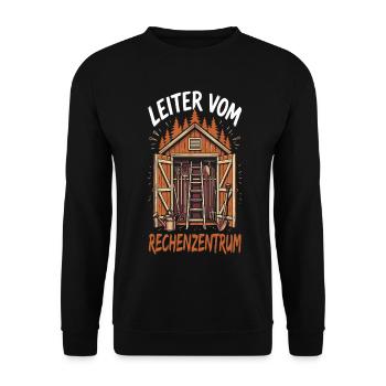 Leiter vom Rechenzentrum - Unisex Pullover - Schwarz - Vorne - Alina (178cm) & Michal (187cm)