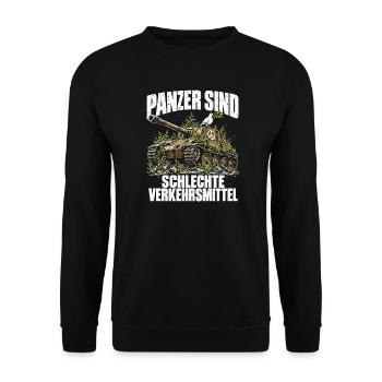 Panzer sind schlechte Verkehrsmittel - Unisex Pullover - Schwarz - Vorne - Alina (178cm) & Michal (187cm)