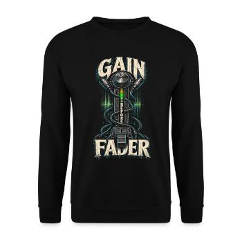 Tontechniker Audiotechnik Gain Before Fader - Unisex Pullover - Schwarz - Vorne - Alina (178cm) & Michal (187cm)