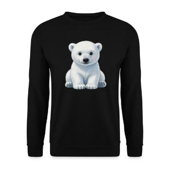 Niedliches Eisbär Baby Geschenkidee für Kinder  - Unisex Pullover - Schwarz - Vorne - Alina (178cm) & Michal (187cm)