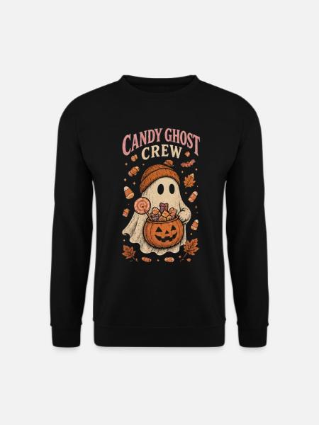Candy Ghost Crew – Cute Halloween Ghost - Unisex Pullover - Schwarz