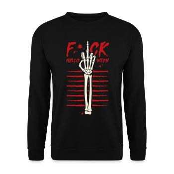 Fuck Halloween - Unisex Pullover - Schwarz - Vorne - Alina (178cm) & Michal (187cm)