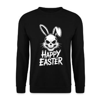 Oster Graffiti Schädelhase - Unisex Pullover - Schwarz - Vorne - Alina (178cm) & Michal (187cm)