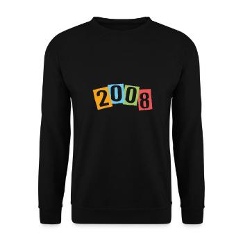 Born in 2008 – Birthday with big colorful numbers - Unisex Sweatshirt - black - Front - Alina (178cm) & Michal (187cm)