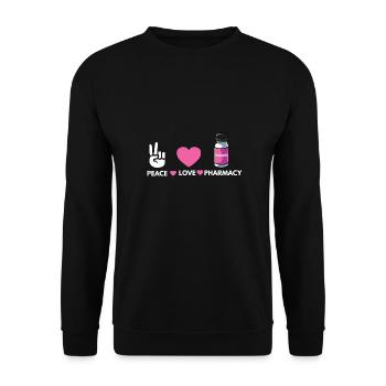 Peace Love Apotheker Apotheke Pharmazie PTA - Unisex Pullover - Schwarz - Vorne - Alina (178cm) & Michal (187cm)