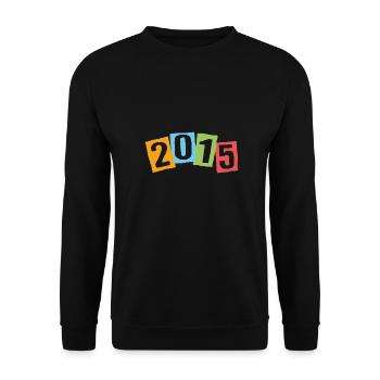 Geboren 2015 – Geburtstag mit großen bunten Zahlen - Unisex Pullover - Schwarz - Vorne - Alina (178cm) & Michal (187cm)
