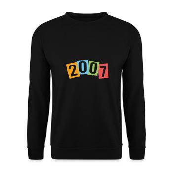 Born in 2007 – Birthday with big colorful numbers - Unisex Sweatshirt - black - Front - Alina (178cm) & Michal (187cm)
