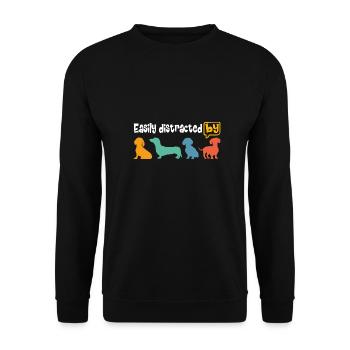 Enthusiastic about the dachshund, easily distracted by the dachshund - Unisex Sweatshirt - black - Front - Alina (178cm) & Michal (187cm)