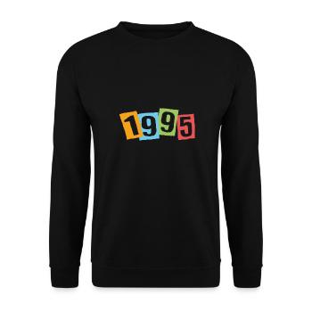 Born in 1995 – Birthday with big colorful numbers - Unisex Sweatshirt - black - Front - Alina (178cm) & Michal (187cm)