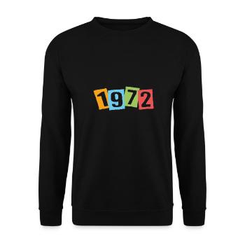 Born in 1972 – Birthday with big colorful numbers - Unisex Sweatshirt - black - Front - Alina (178cm) & Michal (187cm)