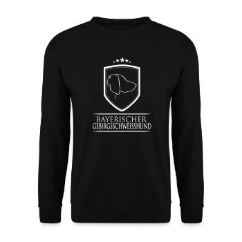 BAYERISCHER GEBIRGSSCHWEISSHUND WAPPEN - Unisex Pullover - Schwarz - Vorne - Alina (178cm) & Michal (187cm)