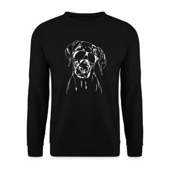 DOBERMANN Doberman with glasses cool Wilsigns dogs - Unisex Sweatshirt - black - Front - Alina (178cm) & Michal (187cm)