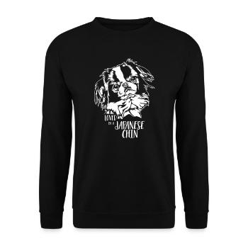 Aimé par un chien japonais menton disant chien Wilsigns - Sweat-shirt Unisexe - noir - Devant - Alina (178cm) & Michal (187cm)