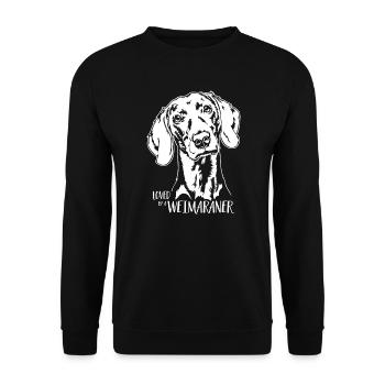 Aimé par un chien de braque de Weimar disant chien Wilsigns - Sweat-shirt Unisexe - noir - Devant - Alina (178cm) & Michal (187cm)