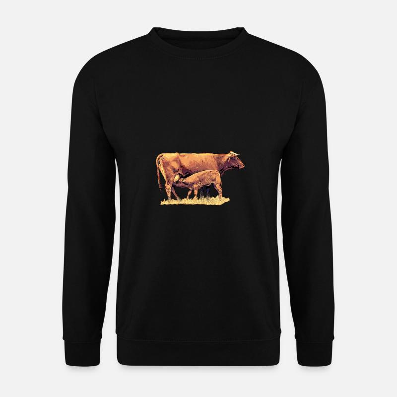 Kuh mit Kalb - Unisex Pullover - Schwarz