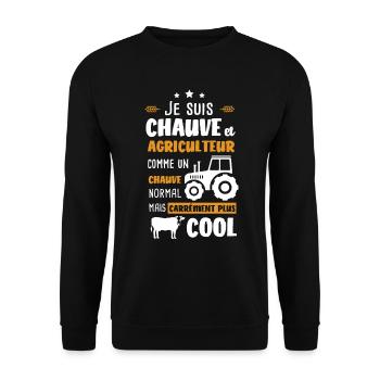 Agriculteur chauve cadeau drôle agriculture - Sweat-shirt Unisexe - noir - Devant - Alina (178cm) & Michal (187cm)