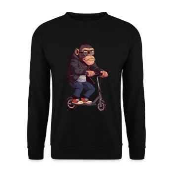 Monkey Scooter - Unisex Sweatshirt - black - Front - Alina (178cm) & Michal (187cm)