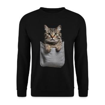 Korat-Katze in der Tasche Geschenk - Unisex Pullover - Schwarz - Vorne - Alina (178cm) & Michal (187cm)