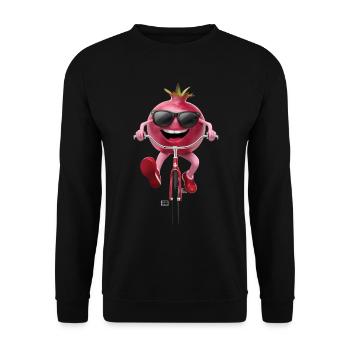 Granatapfel Radfahren auf dem Fahrrad Geschenk - Unisex Pullover - Schwarz - Vorne - Alina (178cm) & Michal (187cm)