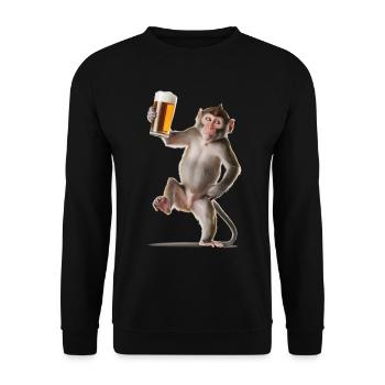 Affe Bier - Unisex Pullover - Schwarz - Vorne - Alina (178cm) & Michal (187cm)