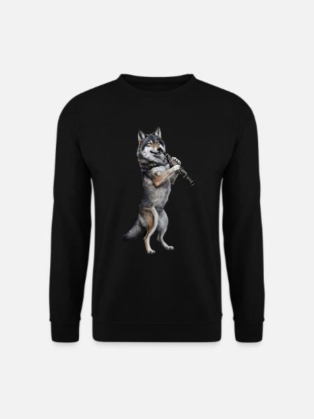 Wolf Klarinette - Unisex Pullover - Schwarz