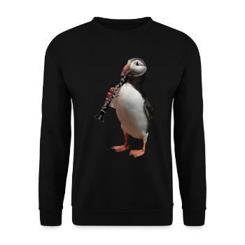 Papageitaucher Klarinette - Unisex Pullover - Schwarz - Vorne - Alina (178cm) & Michal (187cm)