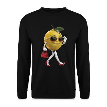 Frauen Zitrone - Unisex Pullover - Schwarz - Vorne - Alina (178cm) & Michal (187cm)