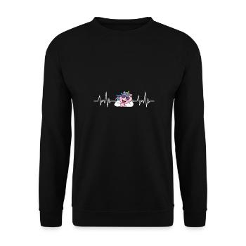 Fantasy Animal Lovers Cadeau Heartbeat Licorne - Sweat-shirt Unisexe - noir - Devant - Alina (178cm) & Michal (187cm)