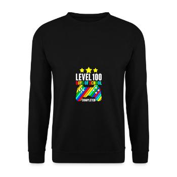 Level 100 Days of School Completed - Unisex Pullover - Schwarz - Vorne - Alina (178cm) & Michal (187cm)