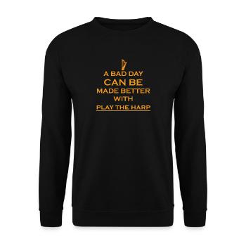 gift bad day better harp harp - Unisex Sweatshirt - black - Front - Alina (178cm) & Michal (187cm)