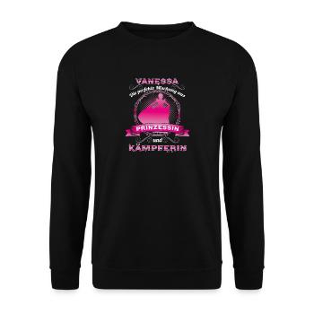 Geschenk Perfekte Mischung aus Prinzessin Vanessa - Unisex Pullover - Schwarz - Vorne - Alina (178cm) & Michal (187cm)