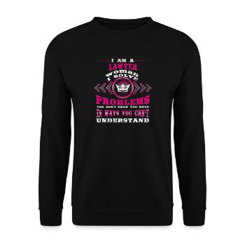 bday gift i am woman wife LAWYER - Unisex Pullover - Schwarz - Vorne - Alina (178cm) & Michal (187cm)