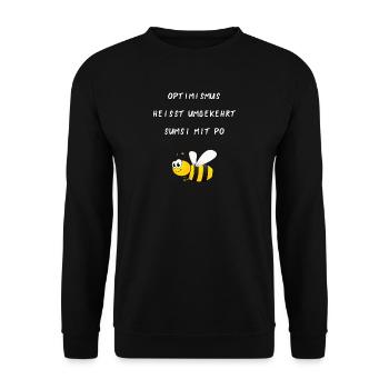 Sumsi mit Po Gelbe Biene weisse Schrift - Unisex Pullover - Schwarz - Vorne - Alina (178cm) & Michal (187cm)