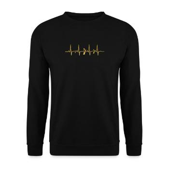 Heartbeat ecg heart human evolution harp harp ges - Unisex Sweatshirt - black - Front - Alina (178cm) & Michal (187cm)