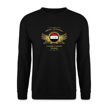 Legenden geboren geschenk heimat in IRAQ - Unisex Pullover - Schwarz - Vorne - Alina (178cm) & Michal (187cm)