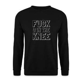 F*** you in the knee - Unisex Pullover - Schwarz - Vorne - Alina (178cm) & Michal (187cm)