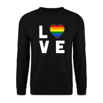 LGBT Pride Regenbogenfarbe Liebe Herz Gay Pride - Unisex Pullover - Schwarz - Vorne - Alina (178cm) & Michal (187cm)