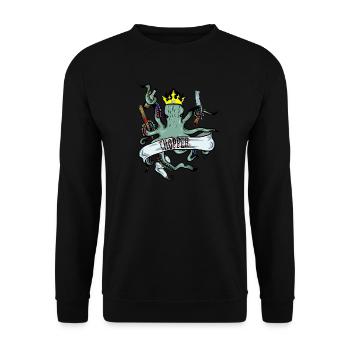 Octopus octopus with crown and chopper - Unisex Sweatshirt - black - Front - Alina (178cm) & Michal (187cm)