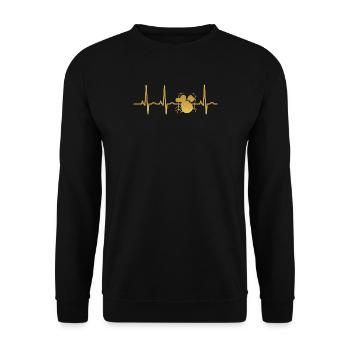 evolution ekg heartbeat DRUMMER SCHLAGZEUG drums - Unisex Pullover - Schwarz - Vorne - Alina (178cm) & Michal (187cm)