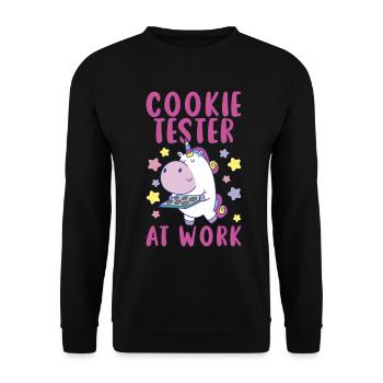 Cookie Tester At Work - Licorne avec cookies - Sweat-shirt Unisexe - noir - Devant - Alina (178cm) & Michal (187cm)