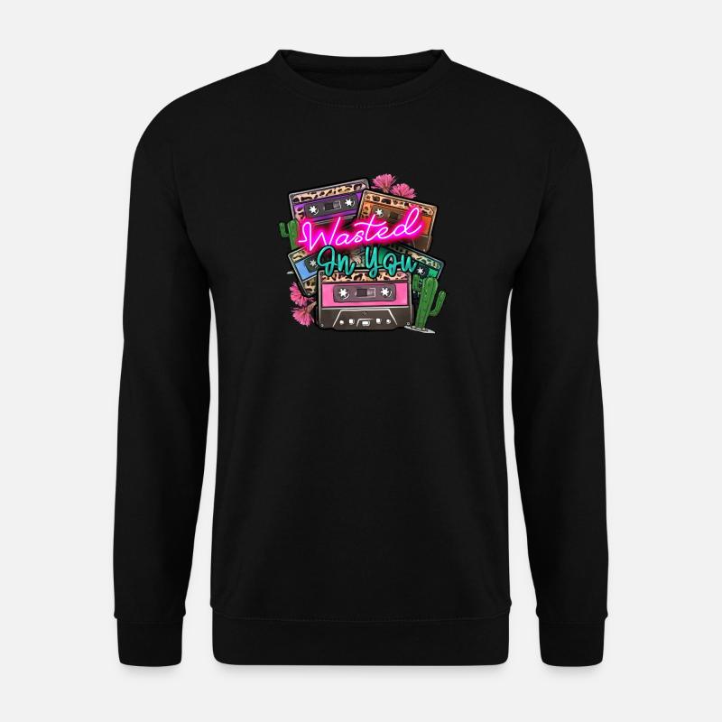 Kassetten retro style - buntes vintage Motiv - Unisex Pullover - Schwarz
