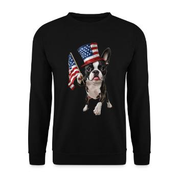 Boston Terrier - Unisex Pullover - Schwarz - Vorne - Alina (178cm) & Michal (187cm)